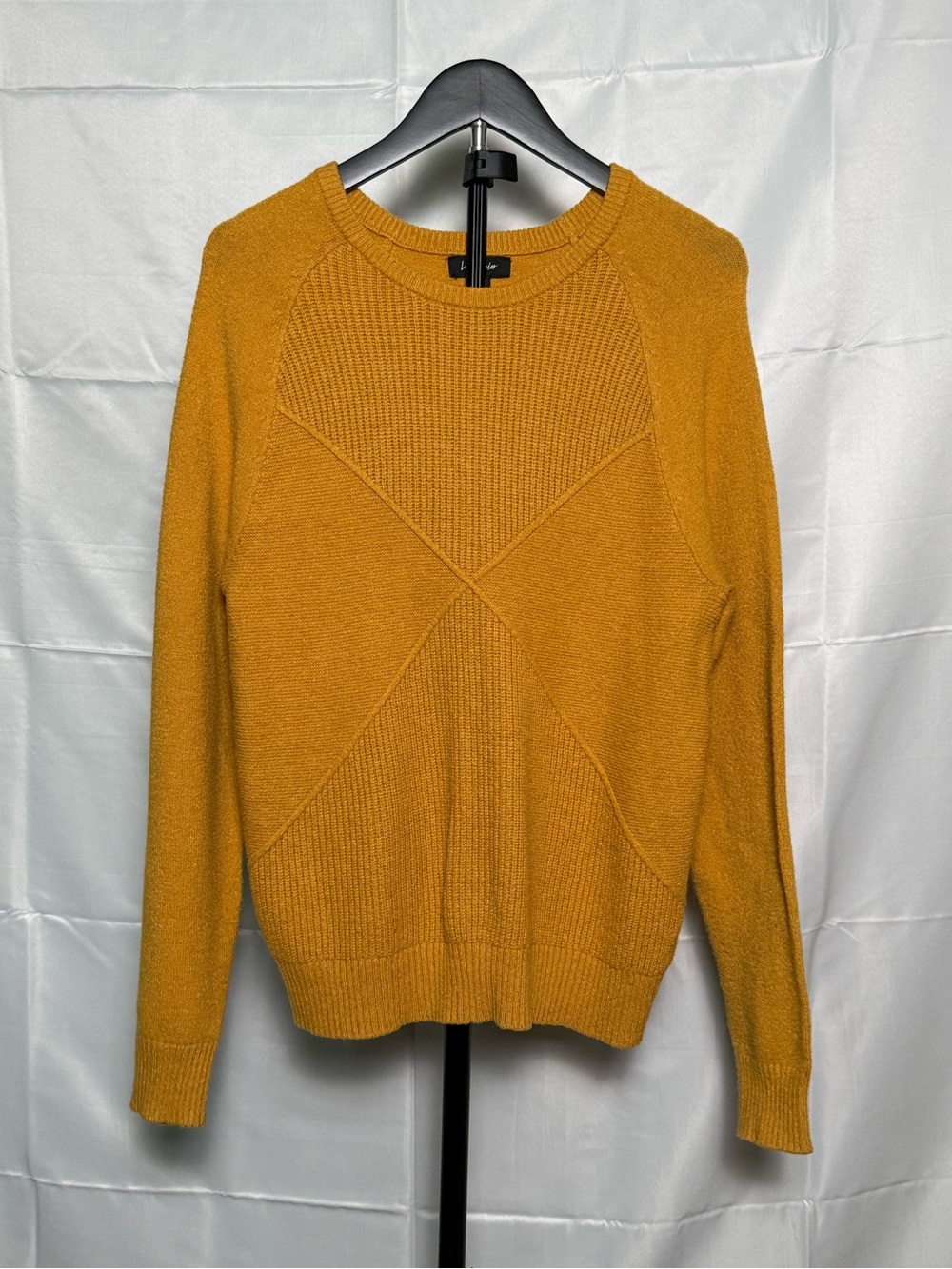 Lord & Taylor Mustard Textured Crewneck Sweater